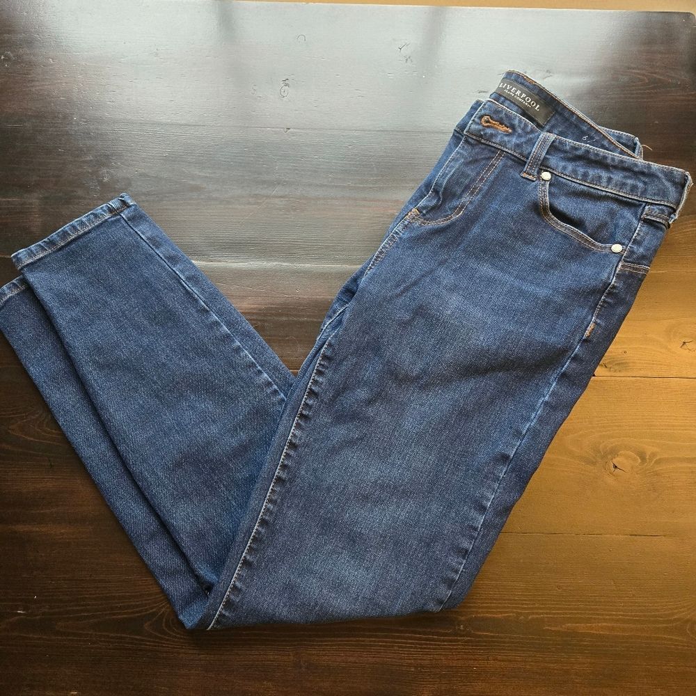 Liverpool Womens Hugger Ankle Medium Wash Blue Jeans